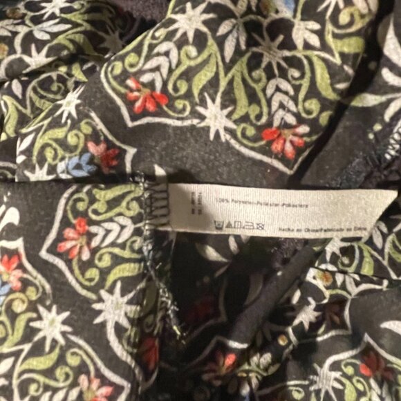 Women's S Intimately Free People Floral Mini Slip Rare Lace Hem Black Print - Picture 5 of 6